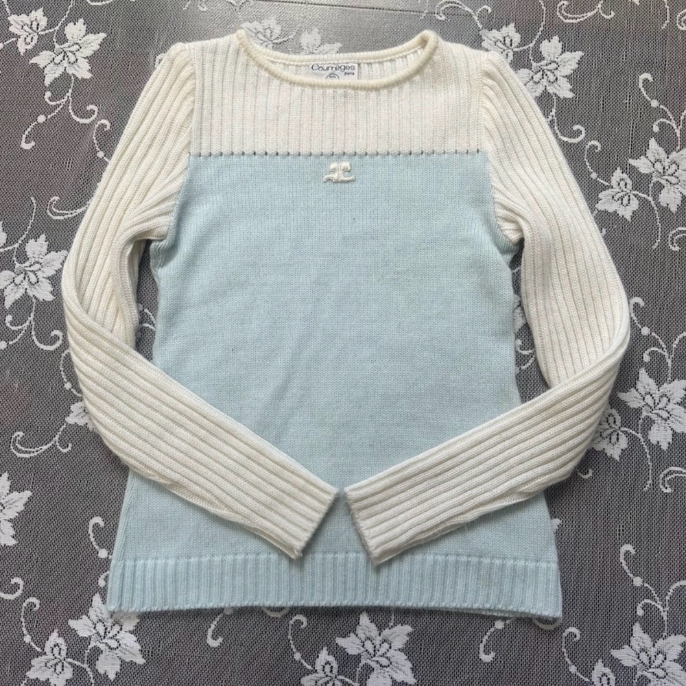 Courreges Vintage 1970’s Crew Neck Mod Style Sweater